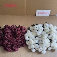 DC206 Hochwertiger Rosenstrauß Künstliche Seidenrosen mit 9 Blüten für Hochzeits-Blumenarrangements