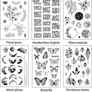 ชุดสมุดสะสมแบบทำด้วยซิลิโคนแบบใสสไตล์ย้อนยุคชุดวัสดุ<span class=keywords><strong>ตก</strong></span>แต่งแบบทำมือปั๊มรูปพืชดิจิทัลภาษาอังกฤษหมึกพิมพ์ยางสำหรับสำนักงาน - Product Image 4