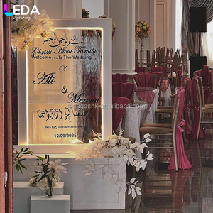 LEDA Custom Wedding <b>Reception</b> Entrance Stand LED Water Ripple Backdrop Wedding Event <b>Sign</b> for Arabic and Western Style Decor - Product Image 2