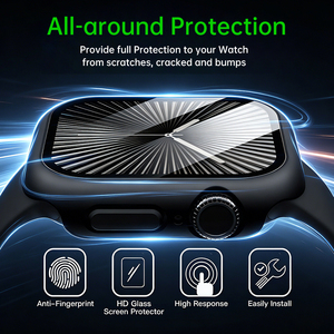 Étui rigide antichoc en PC avec protection d'écran en verre trempé intégrée pour <span class=keywords><strong>Apple</strong></span> <span class=keywords><strong>Watch</strong></span>, coque de protection intégrée - Product Image 6