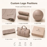 Set de Regalo de Pilates de Marca Privada FLOWA con Esterilla de Yoga, Mancuernas de Silicona, Bandas Elásticas y Bolsa de Transporte, Kit de Fitness Personalizado para Marcas