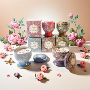 เทียนหอมอังจู กลิ่นหอมจากถั่วเหลือง บรรจุในกระป๋องเหล็ก รูปทรงถ้วย ของชำร่วยงานแต่งงาน กล่องของขวัญ - Product Image 1