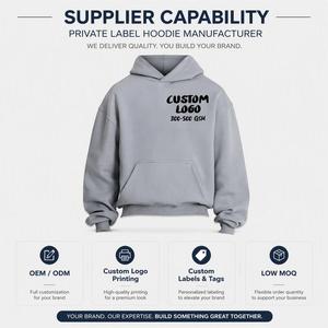 Sweat à capuche gris chiné premium épais avec support pour logo personnalisé et tissu de 300 à 500 GSM pour collections de marques streetwear - Product Image 6