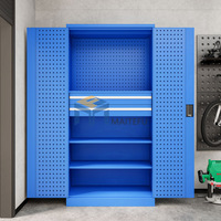 Armoire à outils en acier robuste à double porte, avec panneau perforé et tiroirs verrouillables, pour atelier automobile – Vente directe usine OEM