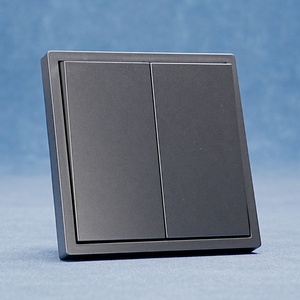 86 tipe soket dinding standar EU <span class=keywords><strong>Switch</strong></span>, warna abu-abu tahan api penutup PC tombol tekan <span class=keywords><strong>2</strong></span> Gang sakelar lampu dinding 10A 250V ~ - Product Image 2