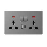 KESHIQI Enchufe de Corriente Estándar del Reino Unido 10A 13A con Doble USB Tipo-C y Toma de Pared, Interruptor Unipolar de 1/2 Gang, PC Ignífugo, Universal de 3 Pines