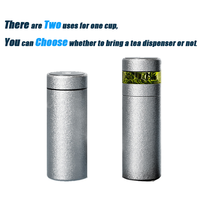 Thermos en titane pur 420+80ml avec affichage LED de la température, séparation du thé, finition cristalline 2-en-1, isolation thermique 12-24h, cadeau d'affaires