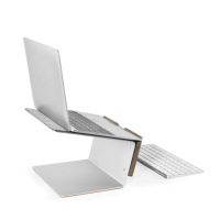 Support pour ordinateur portable SAMDI en alliage d'aluminium couleur noyer, design compact, fonction d'inclinaison pour PC, iPad et ordinateur portable