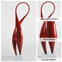 Esculturas de Acero Inoxidable Curvas Abstractas Rojas Brillantes para Decoración Moderna del Hogar, Adornos Decorativos Pulidos con Remolinos Rojos