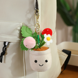 Porte-clés en peluche mignon en forme <span class=keywords><strong>de</strong></span> fruit ou <span class=keywords><strong>de</strong></span> <span class=keywords><strong>fleur</strong></span> en <span class=keywords><strong>pot</strong></span>, ornement décoratif pour sac à dos, accessoire esthétique pour cadeau d'amitié - Product Image 1