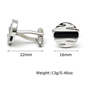 Hot Selling Men's <b>Cufflinks</b> Light Luxury Blue Sandstone Round <b>Gold</b> Copper Shirt Wholesale - Product Image 2