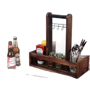 Estante de almacenamiento de madera de 2 niveles, organizador de cocina multifuncional para condimentos, utensilios, comedor, sala de estar. - Product Image 5