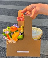 Kotak Kertas Kraft Multiguna Portabel, Kotak Bunga Kopi, Kemasan Luar Cangkir Teh Susu, Cetak Offset, Laminasi Matt