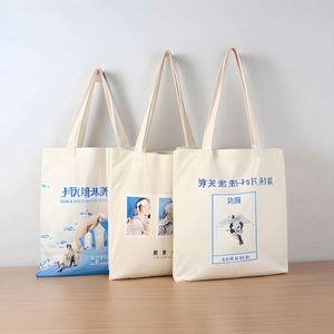 Bolsa de Compras de Lona Japonesa de Algodón para Mujer, con Cierre y Estampado Personalizado, al por Mayor - Product Image 1