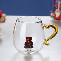 Tasse à eau de Noël en verre borosilicate de haute qualité, tasse en forme de sapin de Noël avec poignée pour boire