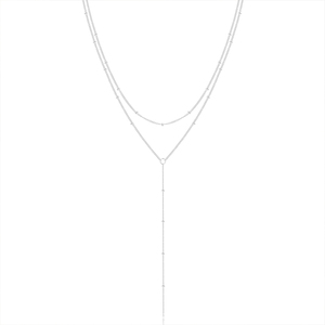 Collar Largo en Forma de Y con Cadena de Cuentas de Doble Capa, Clásico y Simple, Chapado en Oro de 18K y Plata de Ley 925 - Product Image 6