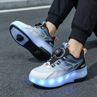 Chaussures à roulettes LED pour enfants, rechargeables, lumineuses, à double roue automatique, baskets unisexes pour garçons et filles, patinage en plein air, Ruidongle