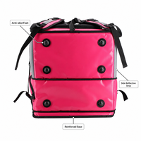 Sac isotherme extensible réfléchissant rose, grande taille, avec doublure en feuille d'aluminium et coton perlé, idéal pour la livraison de repas en usine