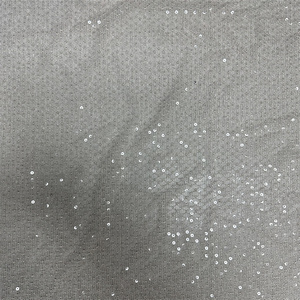 Tela de <span class=keywords><strong>Tul</strong></span> de Poliéster <span class=keywords><strong>Transparente</strong></span> con Lentejuelas Jacquard Elásticas de 3MM y Bordado Blanco, Modelo S-12085F, para Vestidos de Novia - Product Image 1