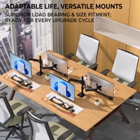 Support double écran avec base de bureau pour moniteurs de 14 à 32 pouces, support de montage sur poteau, capacité de 8 kg par écran, robuste et peu encombrant pour le bureau à domicile