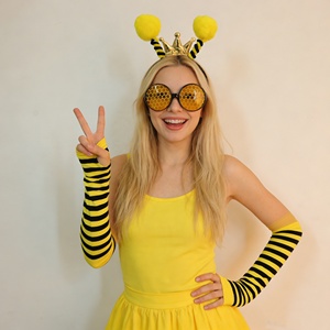 Disfraz de Abeja Pafu de 3 Piezas, Conjunto de Accesorios de Disfraz de Abeja, Diadema de Abeja, Gafas de Panal, Guantes a Rayas, Conjunto de Disfraz de Abeja - Product Image 1