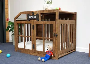 Modern Dog Pet Furniture Wood Crate Pet House Furniture Indoor Dog House Wooden Dog House Crate Pet Fence