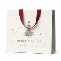 Sac cadeau en papier de Noël minimaliste de style coréen écologique avec ruban gros-grain laminé pour cosmétiques, shampoing, masque facial