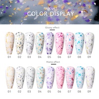 JTING Nouveau Populaire 9 couleurs Gel Polish Caoutchouc Brillant à Haute Pigmentation avec Paillettes en Flocons, Personnalisable OEM, Pots de 5g