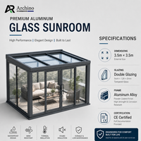 Véranda en aluminium certifiée standard 3,5x3,5m, kit préfabriqué avec double vitrage pour villa européenne, jardin, patio