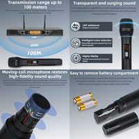 Microphone sans fil UHF professionnel pour karaoké, micro haute fréquence, dynamique sans fil, anti-bruit, studio