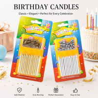 Vente en gros usine – 24 bougies d'anniversaire métalliques or et argent avec supports, bougies fines de luxe pour gâteaux, mariages et fêtes