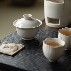 Guanlan Wood Ash Gaiwan Porcelain Handmade Round With Lid Kung Fu <b>Tea</b> <b>Set</b> - Product Image 3