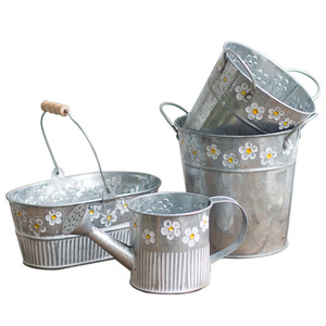 Maceta <span class=keywords><strong>de</strong></span> <span class=keywords><strong>Metal</strong></span> Galvanizado, Estilo Rústico, Florero <span class=keywords><strong>Vintage</strong></span>, Maceta Decorativa <span class=keywords><strong>de</strong></span> Estaño para Decoración del Hogar, Bodas y Jardines - Product Image 5