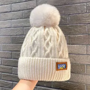 Wholesale Acrylic Beanie With Pompom Custom Embroidery Beanie Winter Hats For Men And Women Golf Knitted Hat