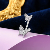 Bijoux de piercing personnalisés pour les fêtes de mariage Anneau de ventre papillon en zircon en acier inoxydable Bijoux de nombril en diamant pour ongles