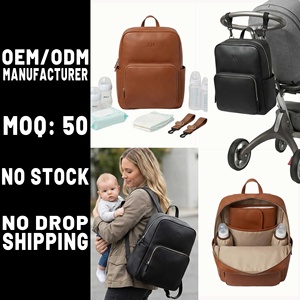 Sacs à langer en cuir bon marché OEM d'usine, sac à dos multifonction en cuir PU pour maman avec compartiment organisé pour le rangement des articles de bébé - Product Image 1