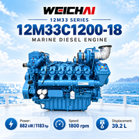Moteur marin haute puissance WEICHAI 12M33C1200-18 882kW 1183HP 1800RPM 39.2L Moteur diesel turbocompressé pour navire commercial