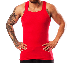 Ultima canottiera da uomo con taglio quadrato in maglia a coste stile palestra da uomo - Product Image 1