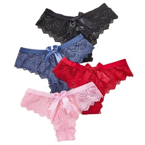 Tanga de Encaje Sexy SMOOTH Plus Size para Mujer, Cintura Baja, Lazo Bonito, Estilo Pure Desire, Bragas para Damas Curvilíneas - Product Image 4