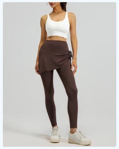 Nouvelle jupe-short de yoga plissée à cordon de serrage pour femme 2025 - Effet deux pièces, amincissante, sans lignes embarrassantes, pantalon de sport athlétique - Product Image 4