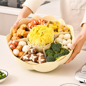 Plateau de service rotatif pour fondue, 8 compartiments, double couche, transparent, compatible lave-vaisselle, pour cuisine - Product Image 1