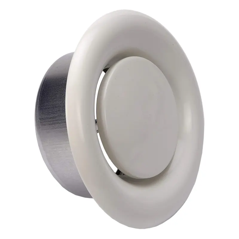 Válvula de disco de metal Ventilación blanca Techo Difusor redondo Ajustado en el sentido de las agujas del reloj Ventilación de techo redonda