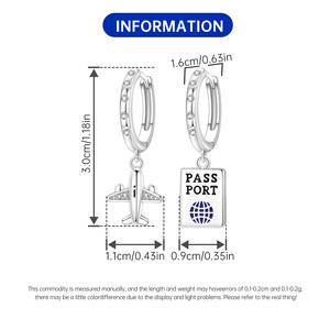Nuevos pendientes de avión de latón blanco con circonitas, regalos creativos para mujer, precio de fábrica al por mayor - Product Image 5