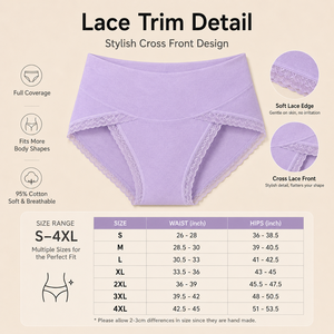 Mutande Modellanti a Vita Alta per <span class=keywords><strong>Donna</strong></span>, 95% <span class=keywords><strong>Cotone</strong></span> 5% Spandex, <span class=keywords><strong>Slip</strong></span> Contenitivi in Pizzo, Taglie Grandi, Multicolore - Product Image 4