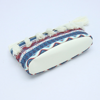 Tas Kosmetik Motif Etnik Bohemian dengan Ritsleting Rumbai, Dompet Kecil Kanvas, Organizer Makeup untuk Wanita, Pouch untuk Perjalanan, Dompet