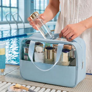 Borsa per Cosmetici in PVC Trasparente Riutilizzabile con Logo Personalizzato, Grande, Media e Piccola Capacità, alla Moda, da Viaggio, con Cerniera, per Ragazze e Donne - Product Image 1