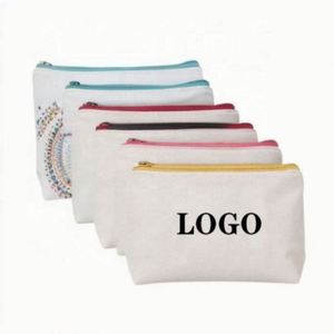 Wholesale Custom Printed Logo Reusable Canvas Cotton Makeup Cosmetic <b>Bags</b> Blank Plain for <b>Toiletry</b> Pouch Zipper Closure Letter - Product Image 1