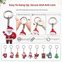 Porte-clés mousqueton de Noël en PVC 3D style Chibi Anime, Père Noël, Bonhomme de neige, Arbre, pour cadeaux de fêtes