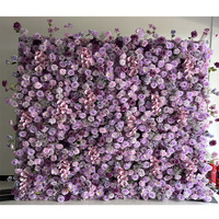 Mur de fleurs artificielles 3D rose, violet et bleu ombré, fond de scène en soie avec roses et hortensias pour la décoration de mariages et de fêtes