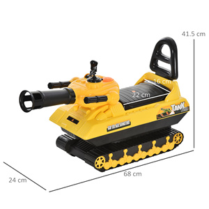 Para HOMCOM Children's Ride-On Car 68x24x41,5 cm Tanque amarillo para niños de más de 3 años Compartimento de almacenamiento de cañón de bolas - Product Image 3